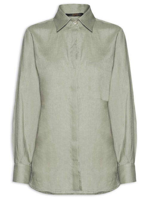 Camisa Feminina Cambraia De Linho Color - Verde