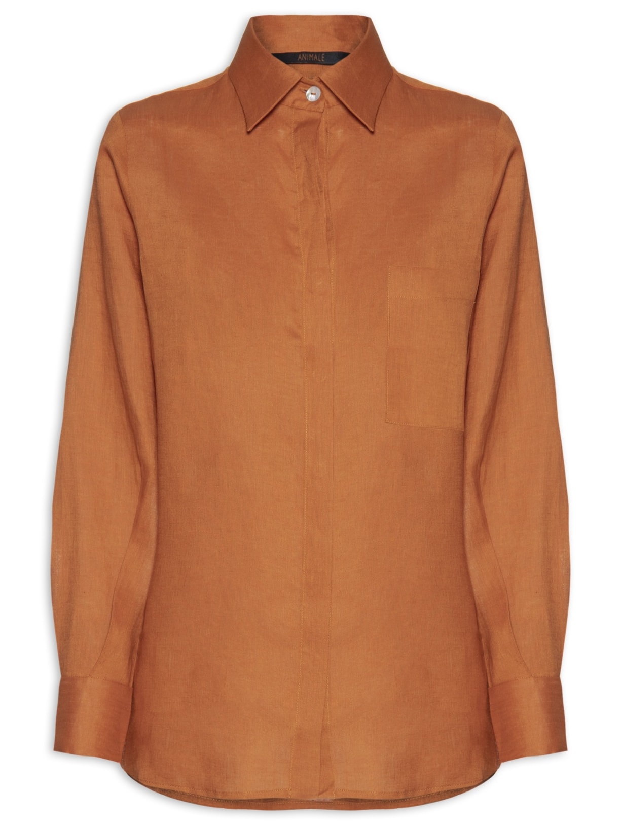 Camisa Feminina Cambraia De Linho - Laranja