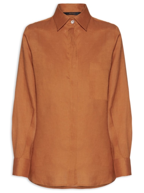 Camisa Feminina Cambraia De Linho - Laranja