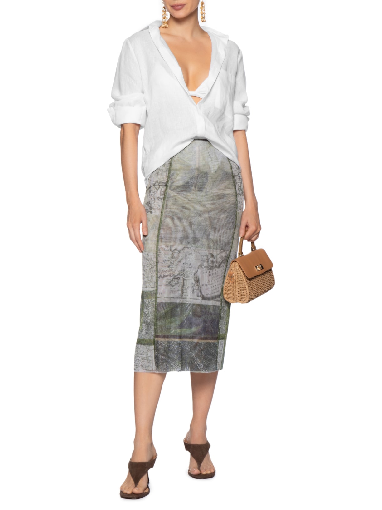 Camisa Feminina Cambraia de Linho Off White Animale