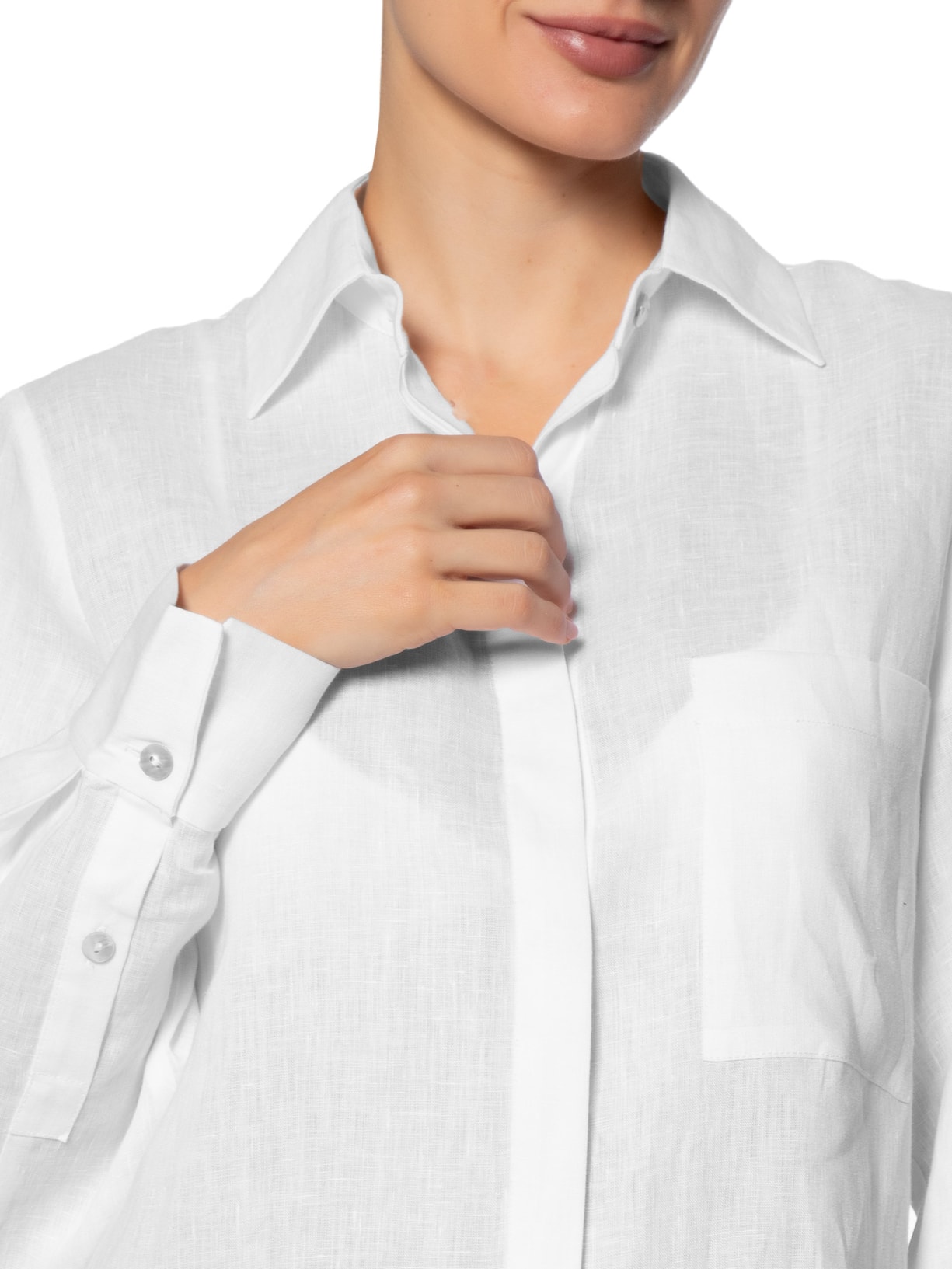 Camisa Feminina Cambraia de Linho Off White Animale