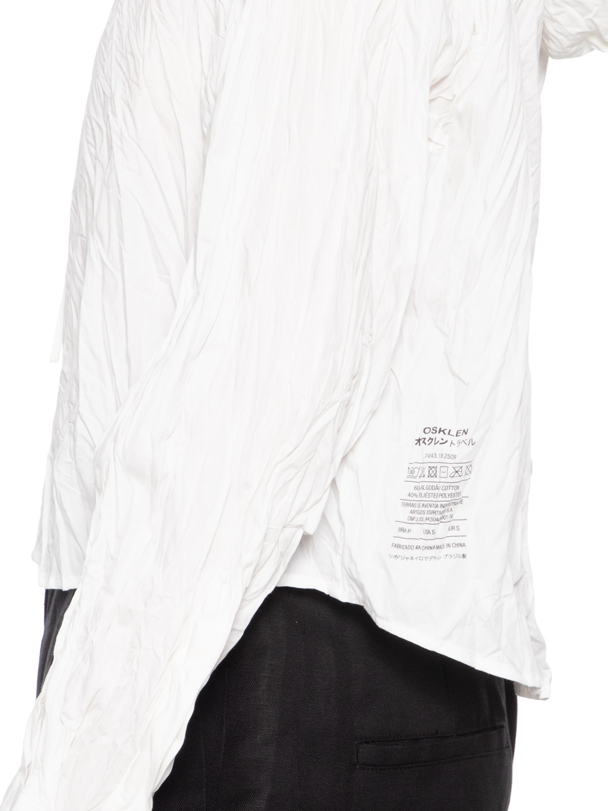 Camisa Feminina Capuz Cropped Wrinkle Tricoline Branco Osklen