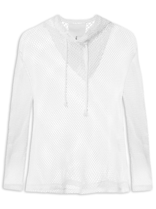 Camisa Feminina Capuz Layers Tela - Branco