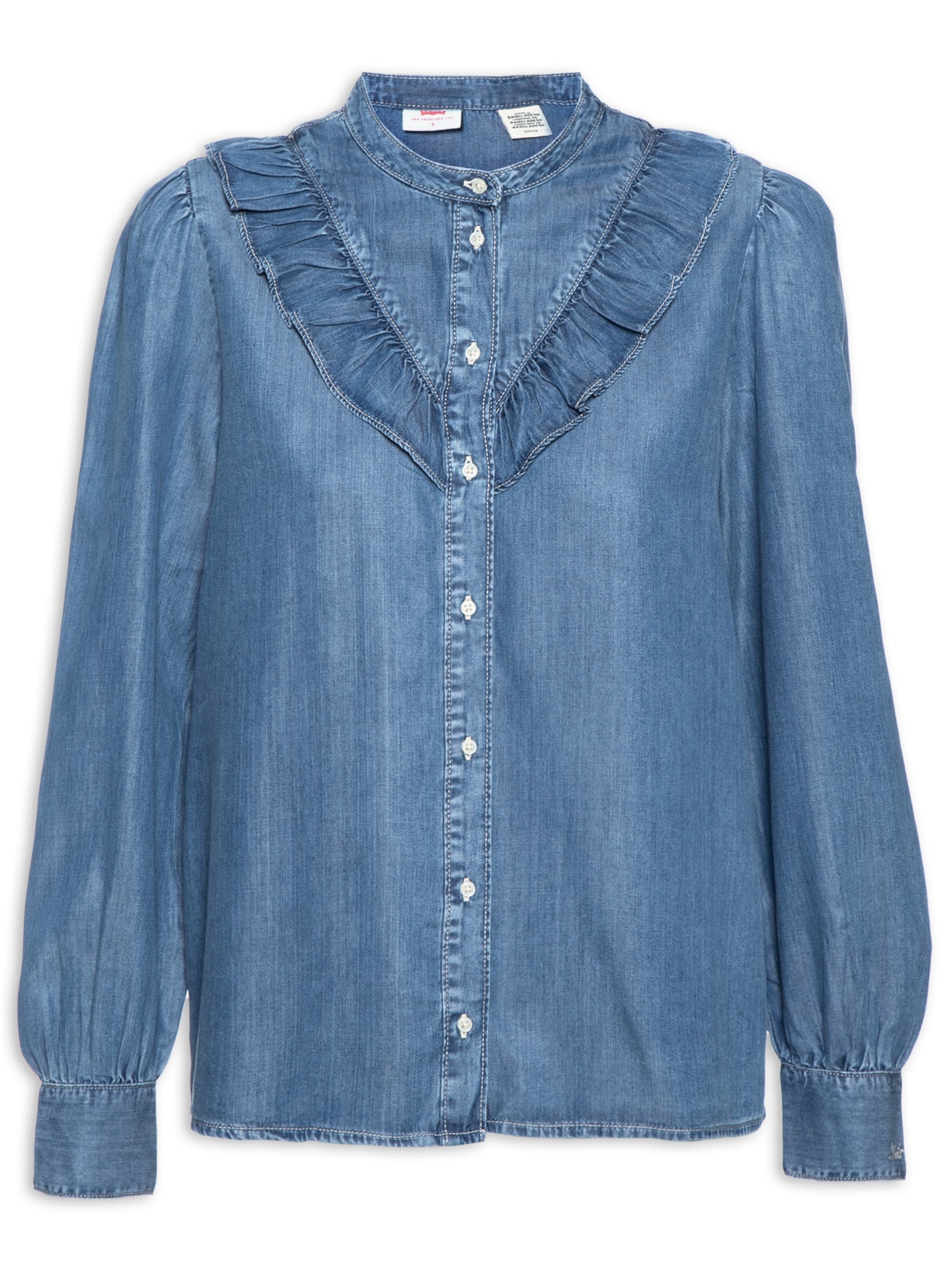 Camisa Feminina Carinna Blouse Denim - Azul