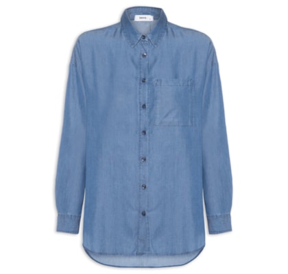 Camisa Feminina Casual Manga Longa - Azul
