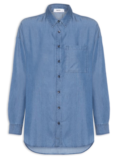 Camisa Feminina Casual Manga Longa - Azul