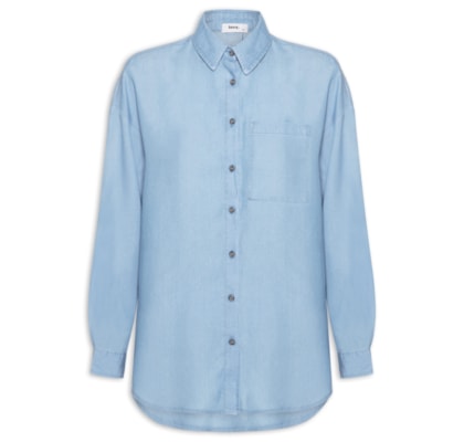Camisa Feminina Casual Manga Longa - Azul