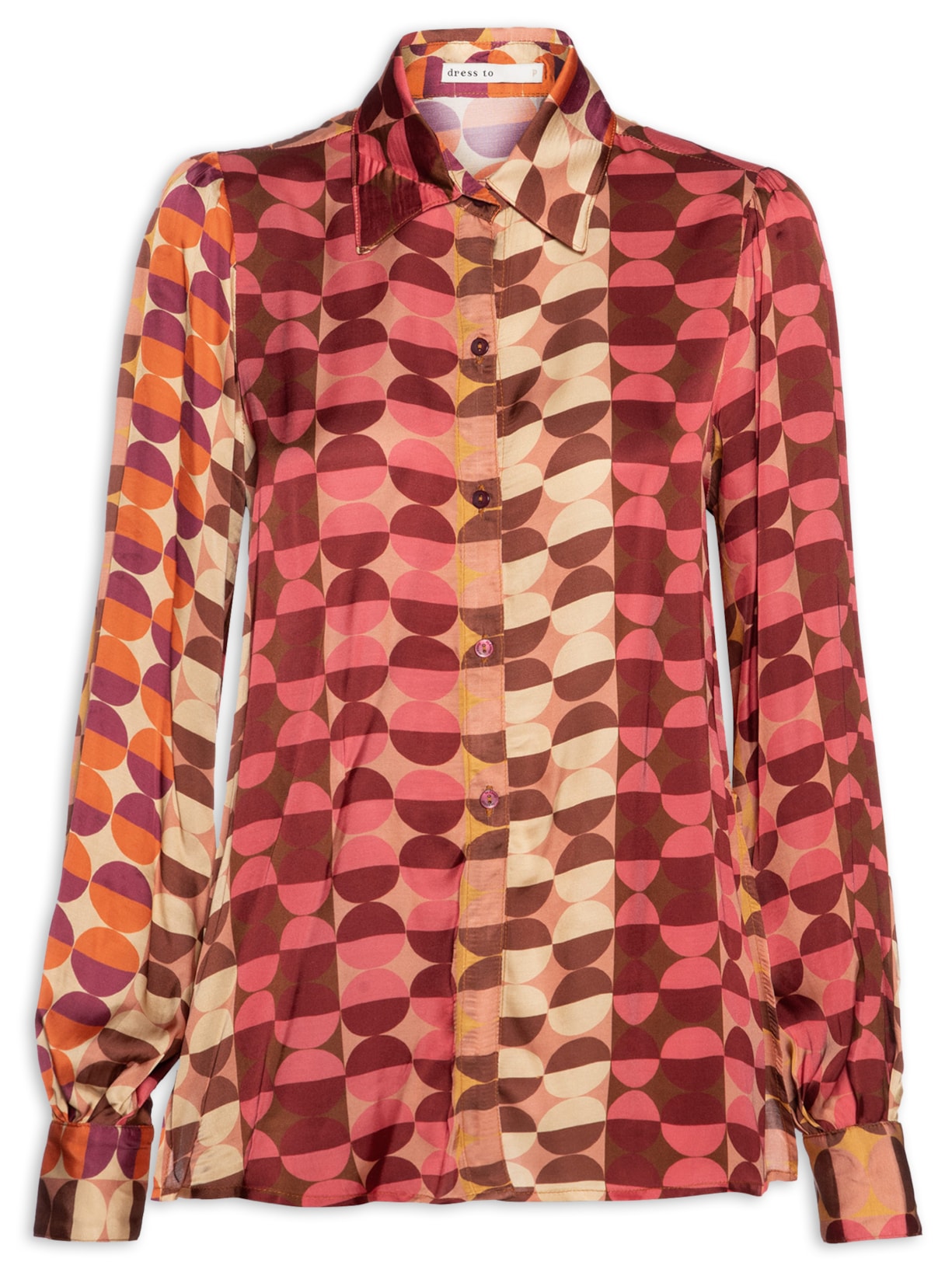 Camisa Feminina Cetim Estampa Meia Lua - Rosa