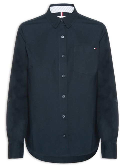 Camisa Feminina Classic Poplin Roll-Tab - Azul
