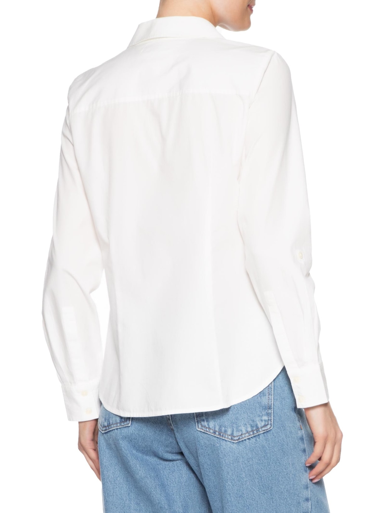 Camisa Feminina Classic Poplin Roll-Tab Branco Tommy Hilfiger