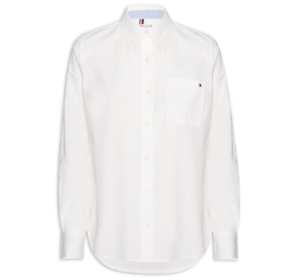 Camisa Feminina Classic Poplin Roll-Tab - Branco