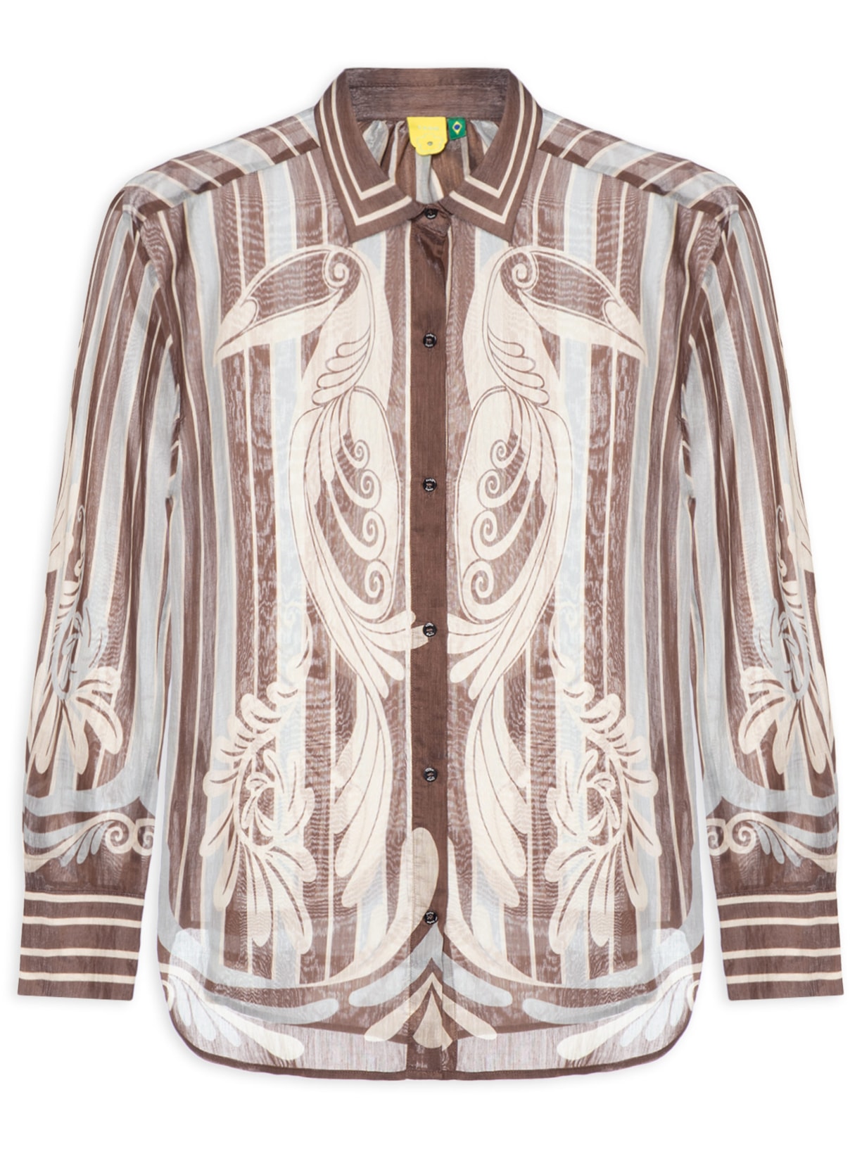 Camisa Feminina Coletânea Tropical Marrom Farm