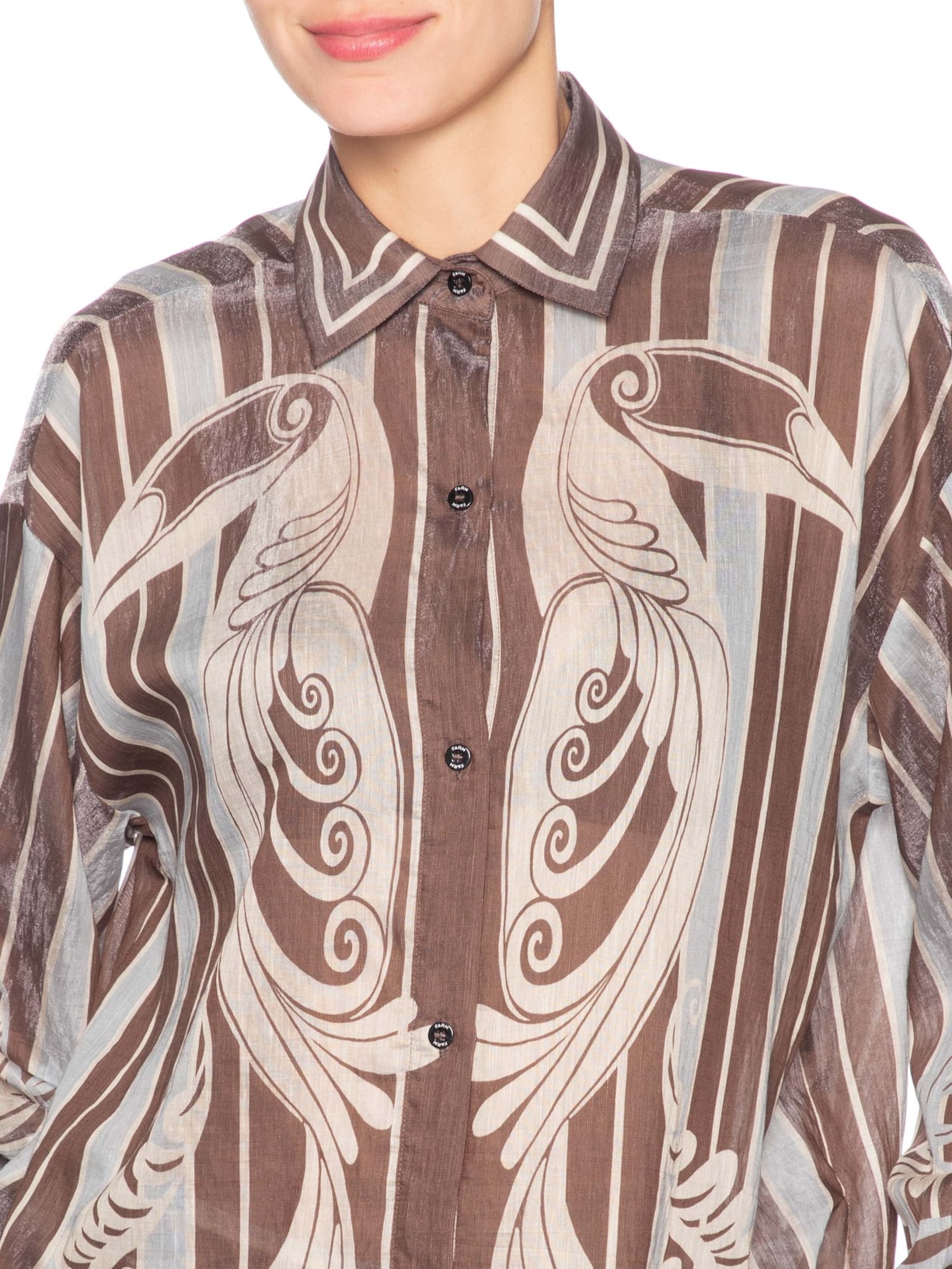 Camisa Feminina Coletânea Tropical Marrom Farm