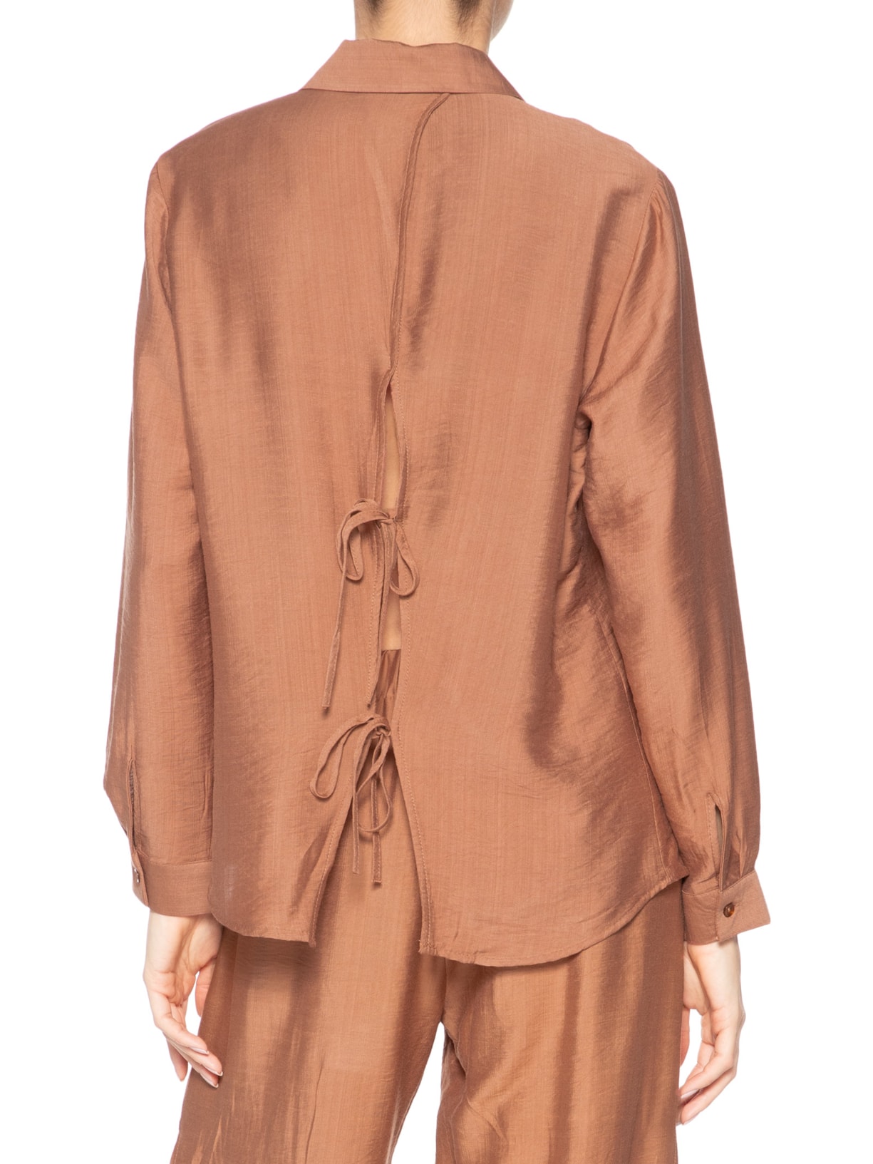 Camisa Feminina Com Amarração Nas Costas Marrom Market 33