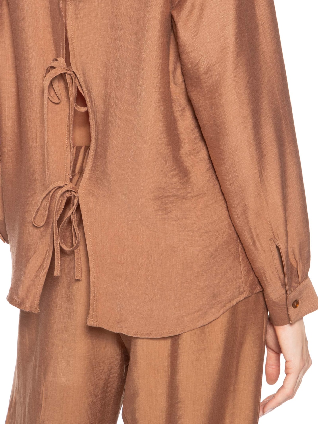 Camisa Feminina Com Amarração Nas Costas Marrom Market 33