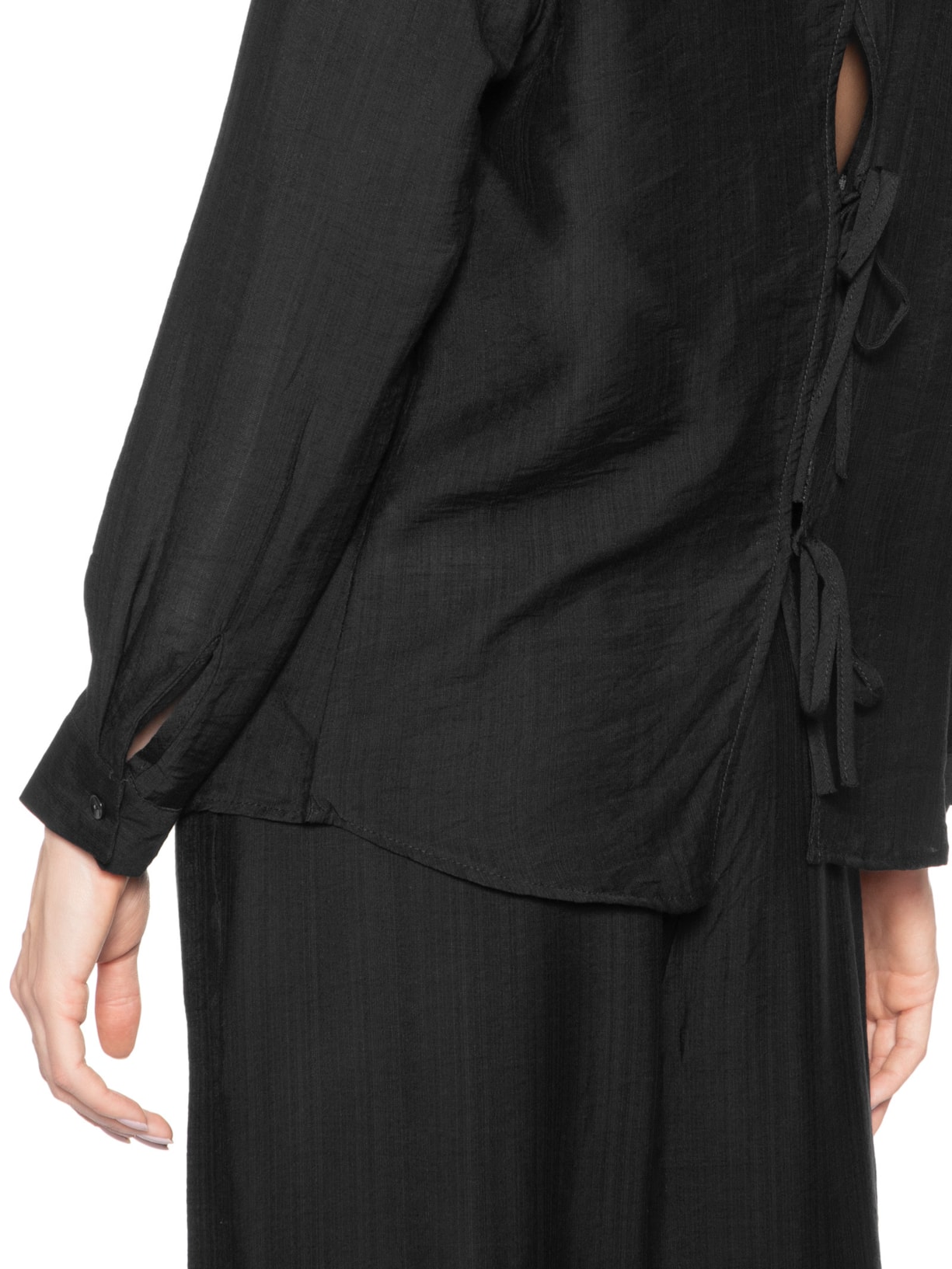 Camisa Feminina Com Amarração Nas Costas Preto Market 33