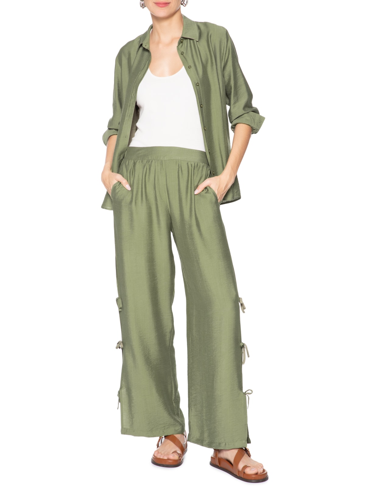 Camisa Feminina Com Amarração Nas Costas Verde Market 33