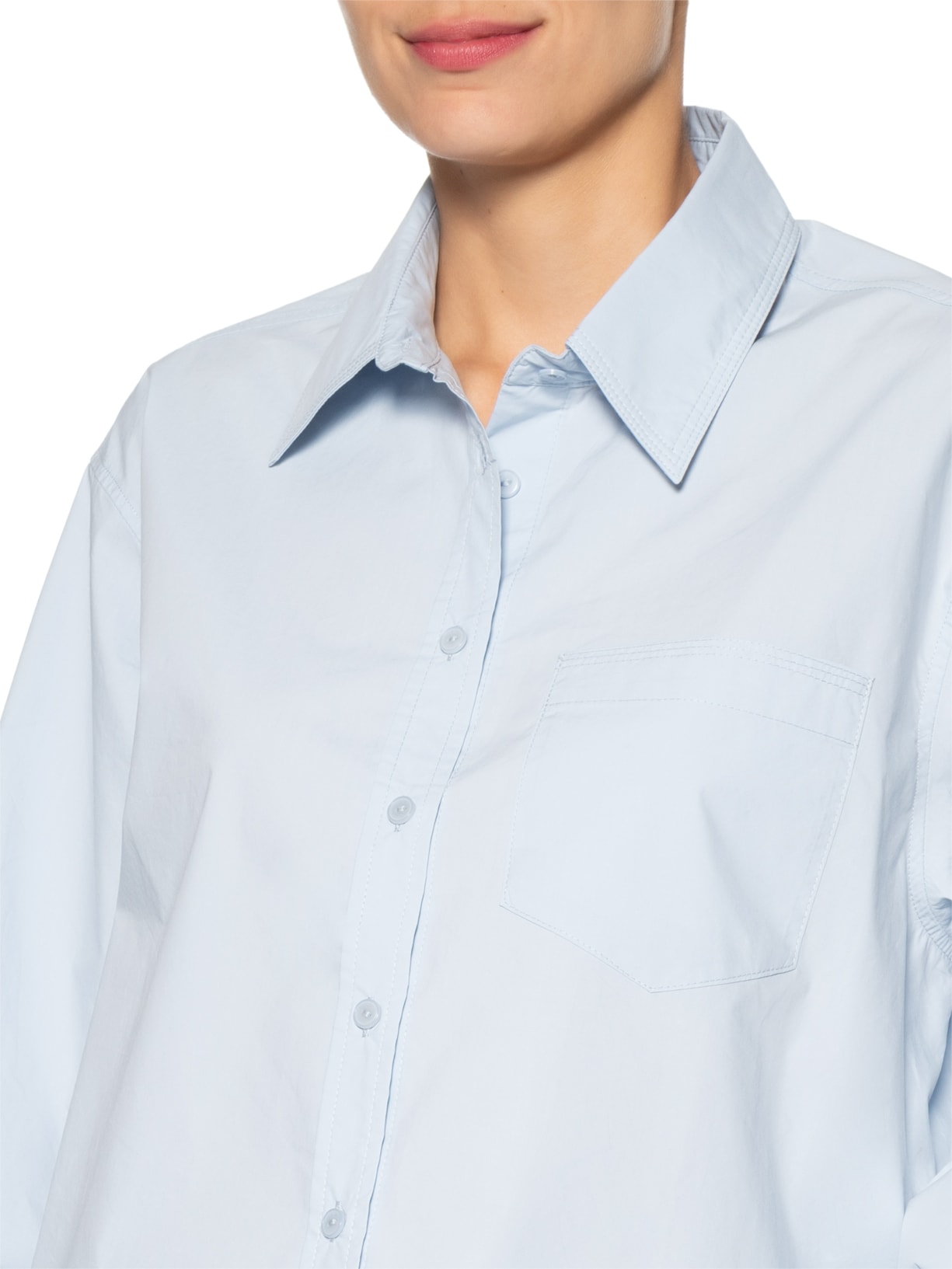 Camisa Feminina Com Bolso Azul Animale Jeans