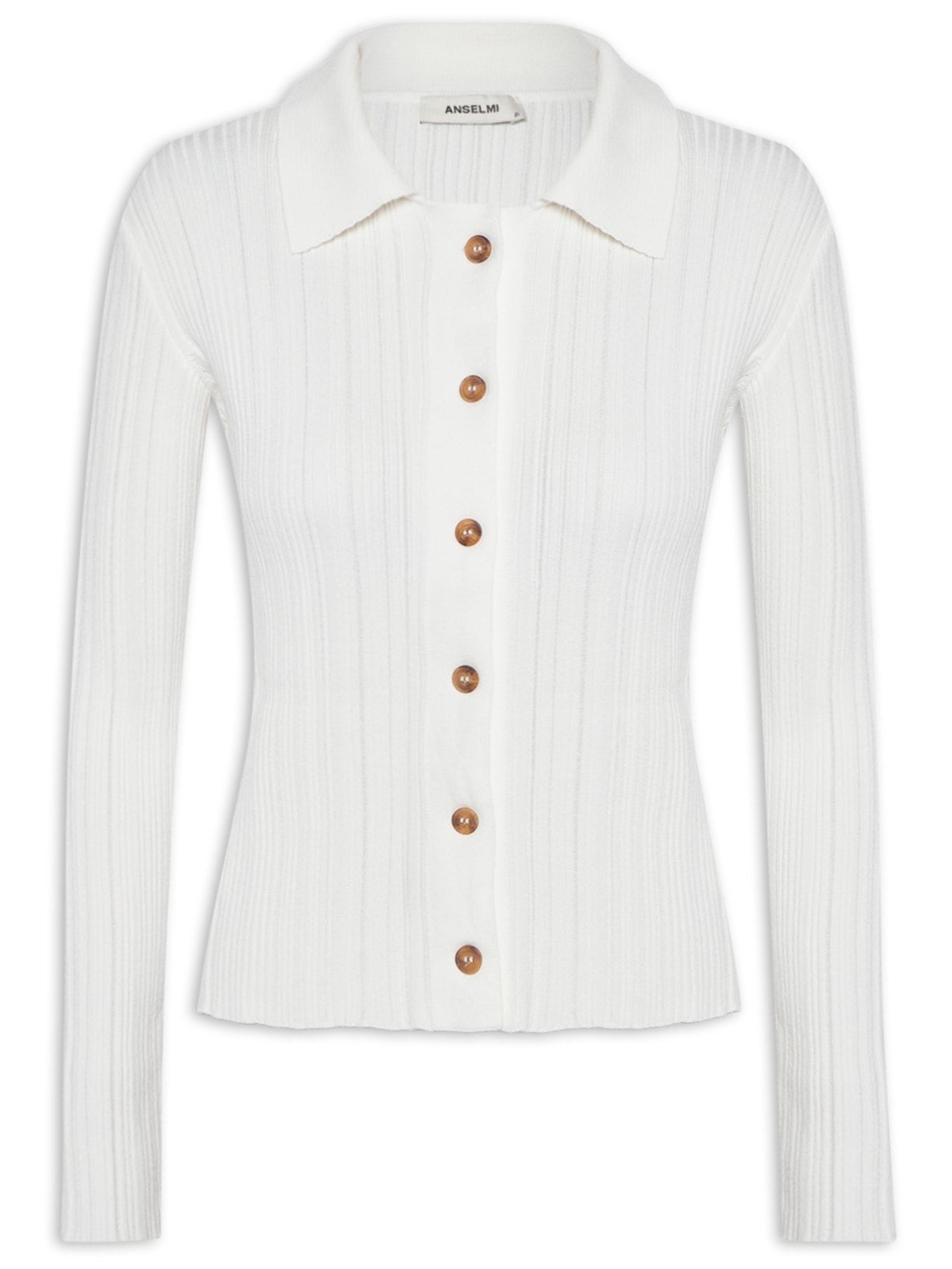 Camisa Feminina Com Botões Canelada - Branco