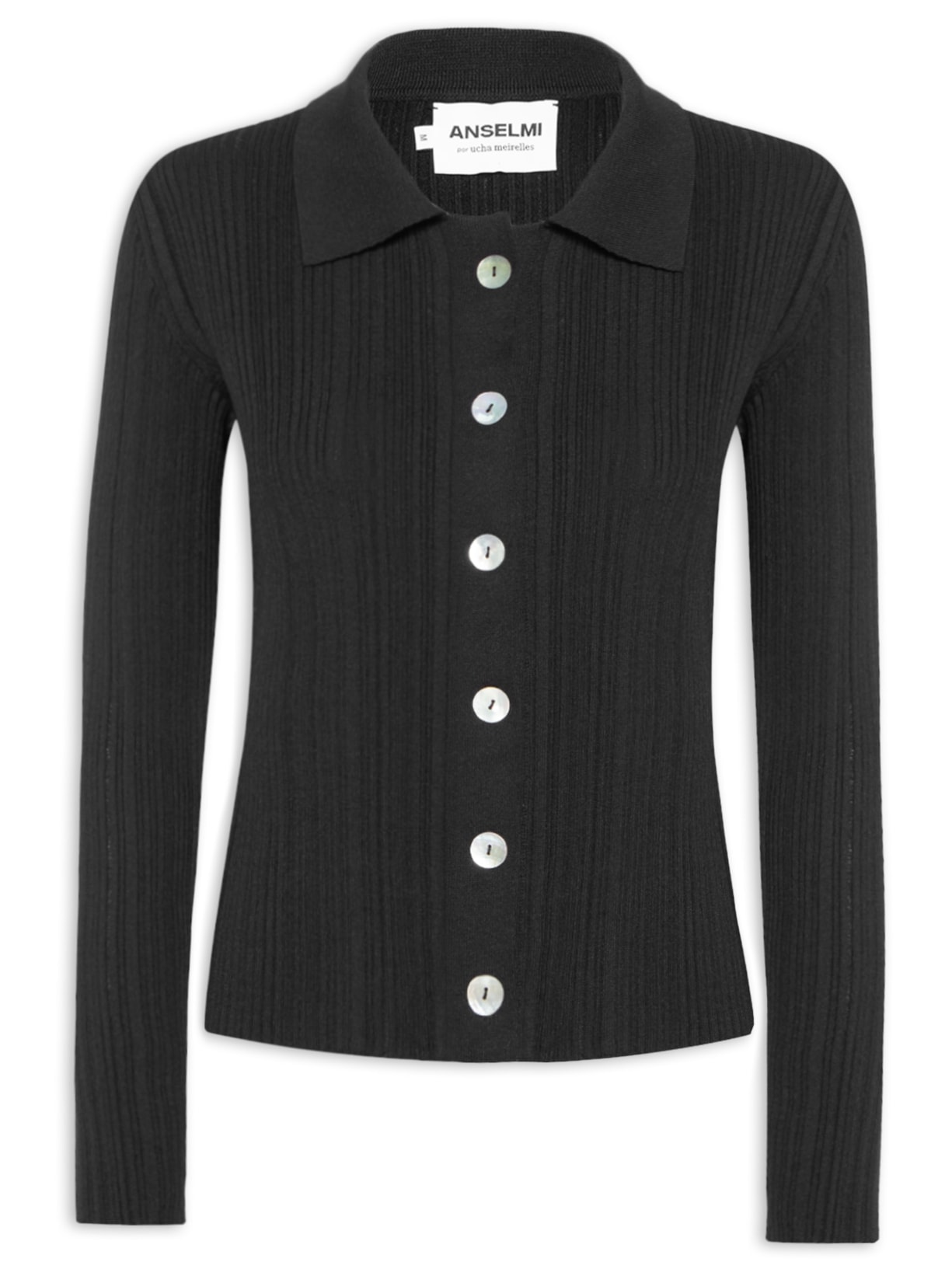 Camisa Feminina Com Botões Canelada - Preto