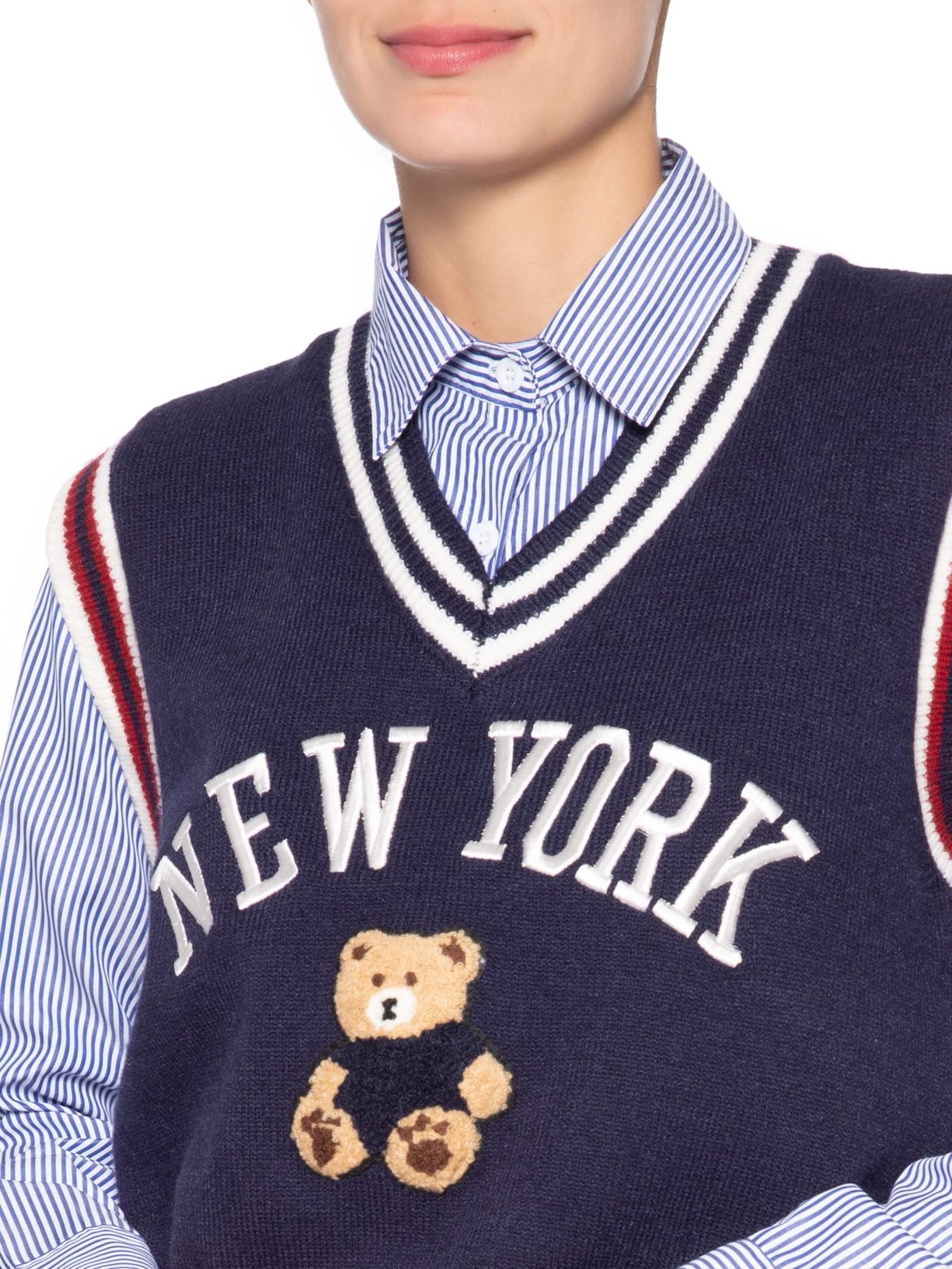 Camisa Feminina com Colete em Tricot – Azul Market 33