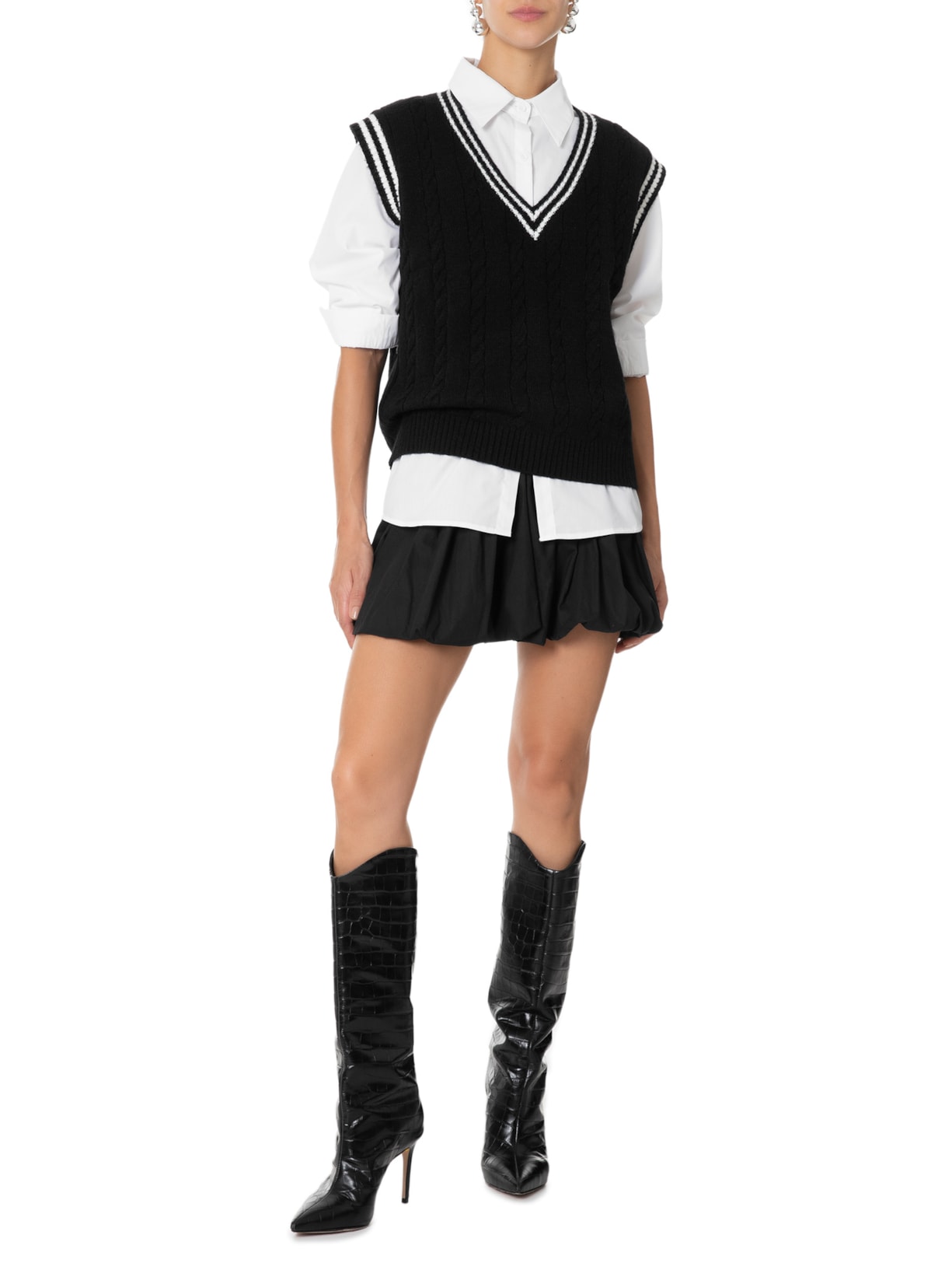 Camisa Feminina Com Colete Removível em Tricot Off White Market 33