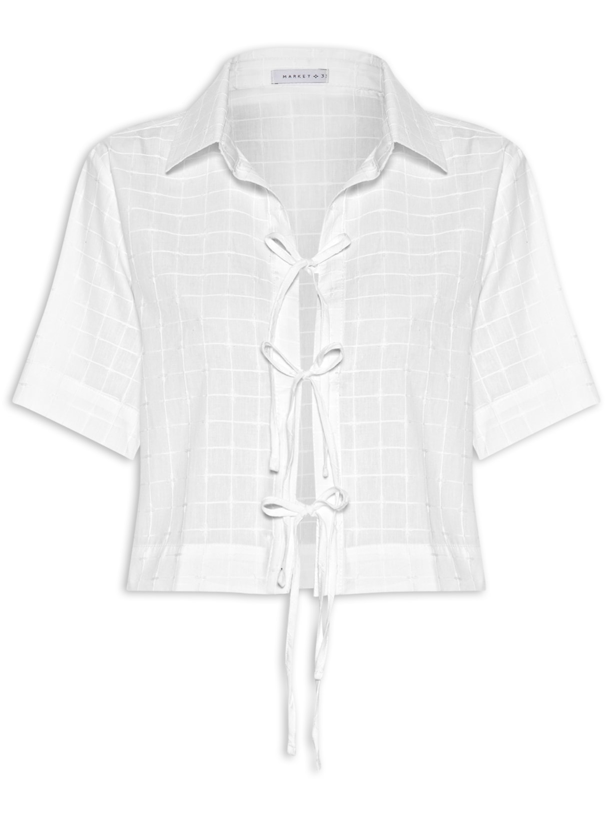 Camisa Feminina Com Fecho De Amarração Branco Market 33