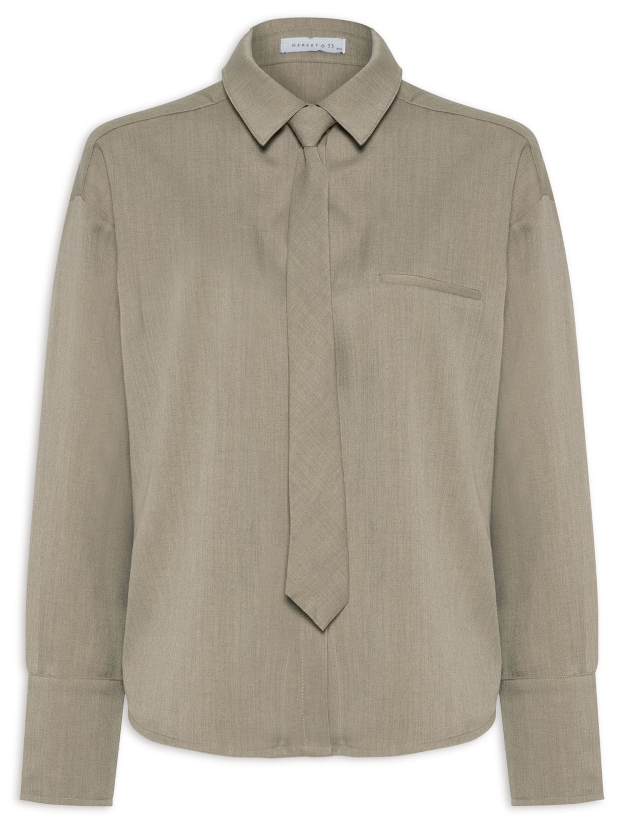 Camisa Feminina Com Gravata Removível - Bege