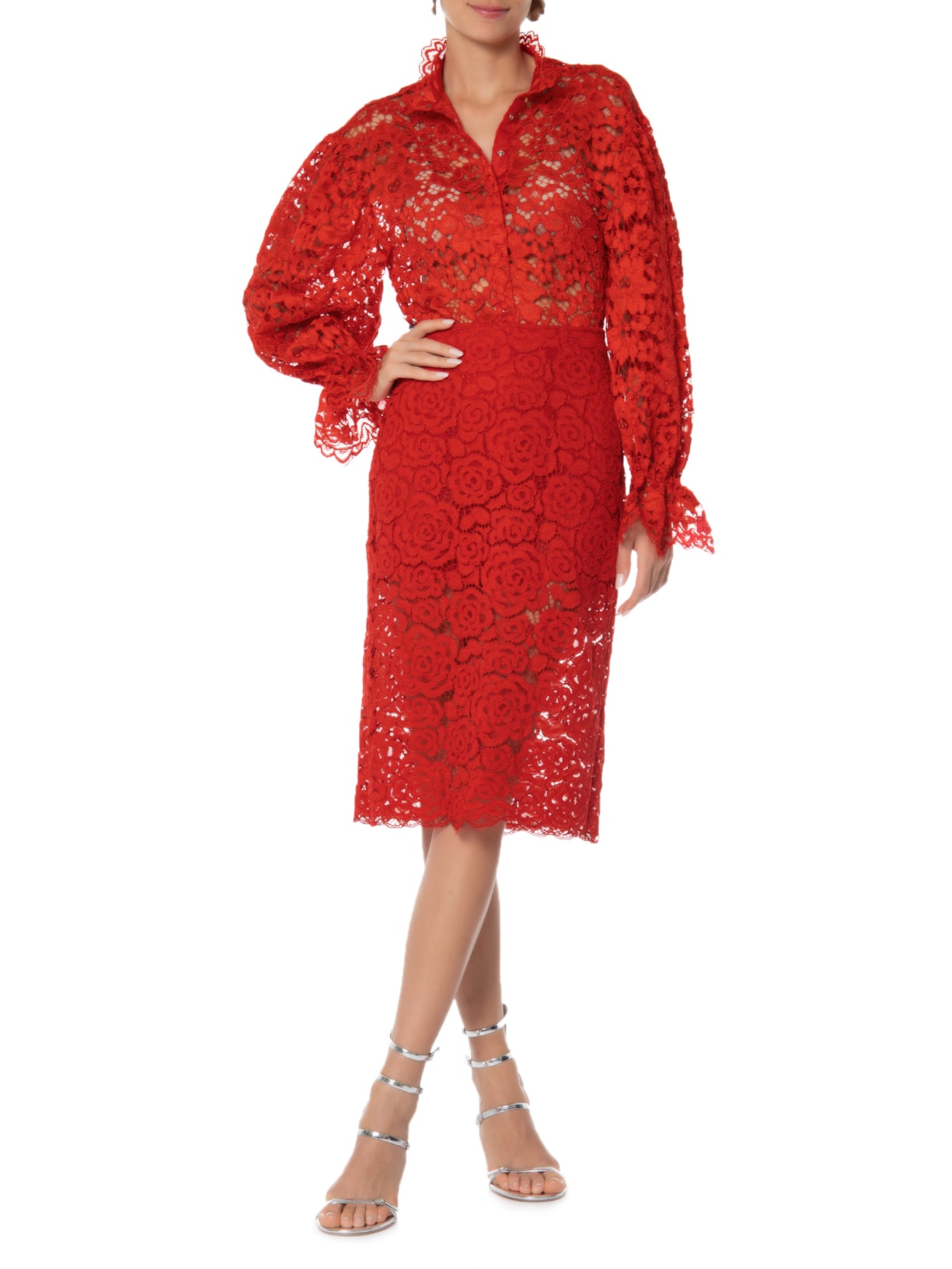 Camisa Feminina Com Manga Volumosa Vermelho Animale