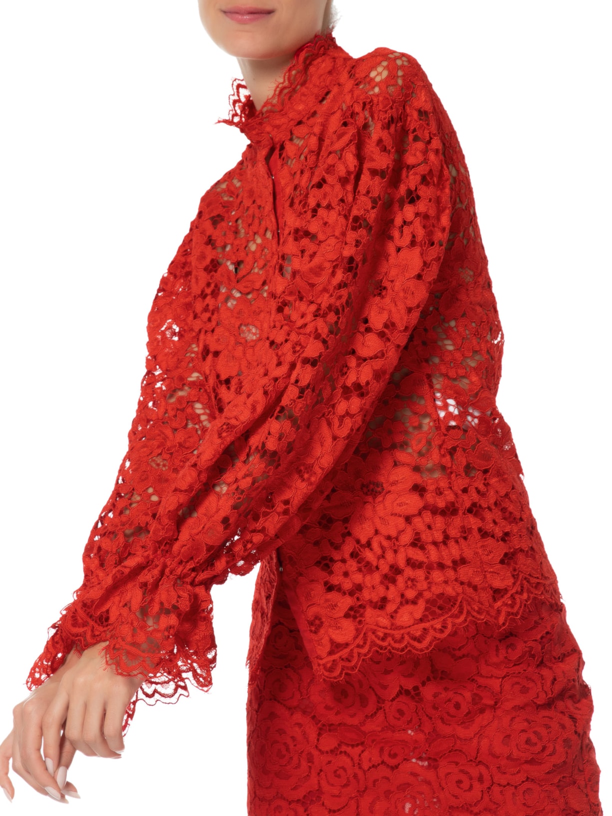 Camisa Feminina Com Manga Volumosa Vermelho Animale