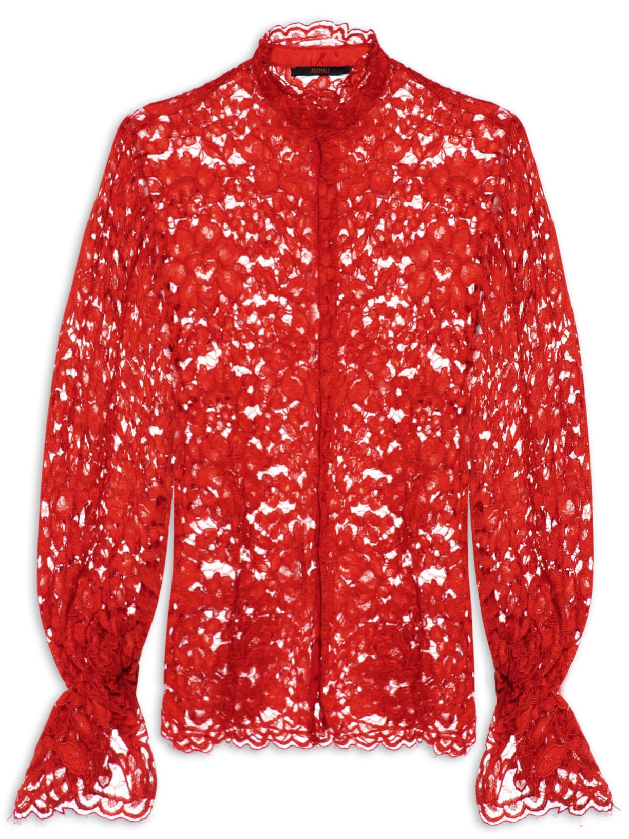 Camisa Feminina Com Manga Volumosa Vermelho Animale