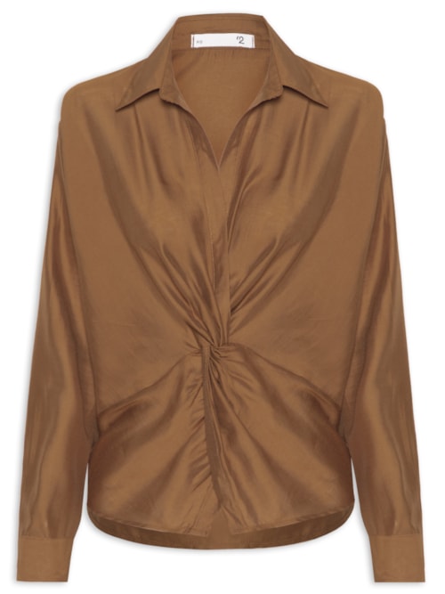 Camisa Feminina Com Transpasse - Marrom