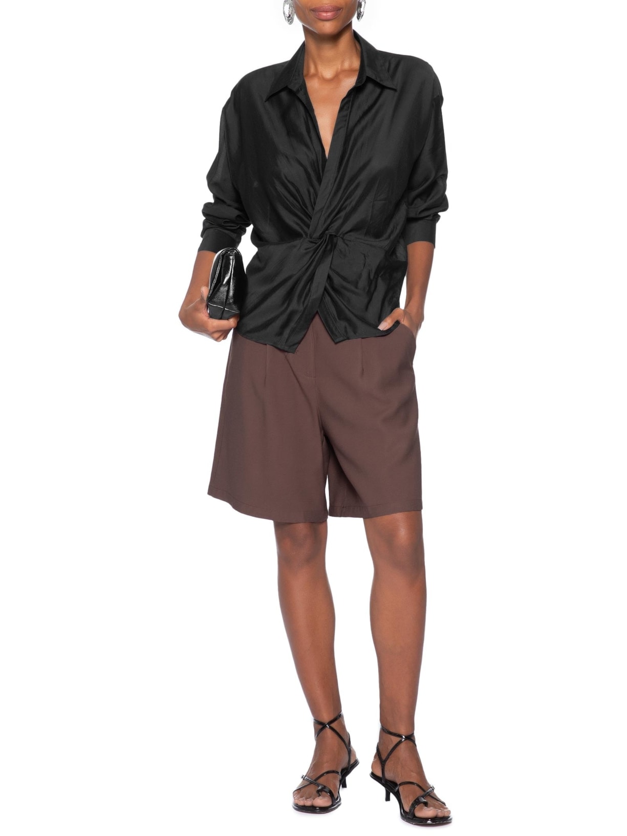 Camisa Feminina Com Transpasse Preto '2Essential