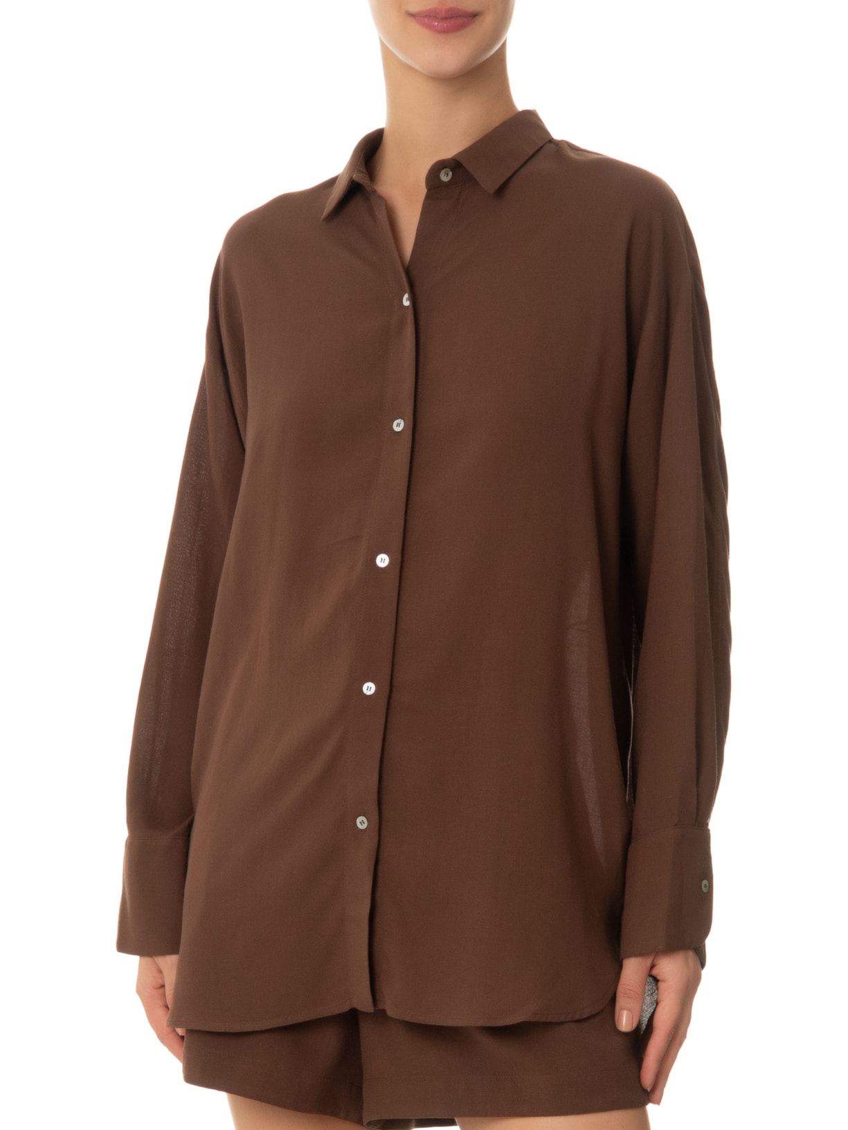 Camisa Feminina Comfort New Marrom Lenny Niemeyer