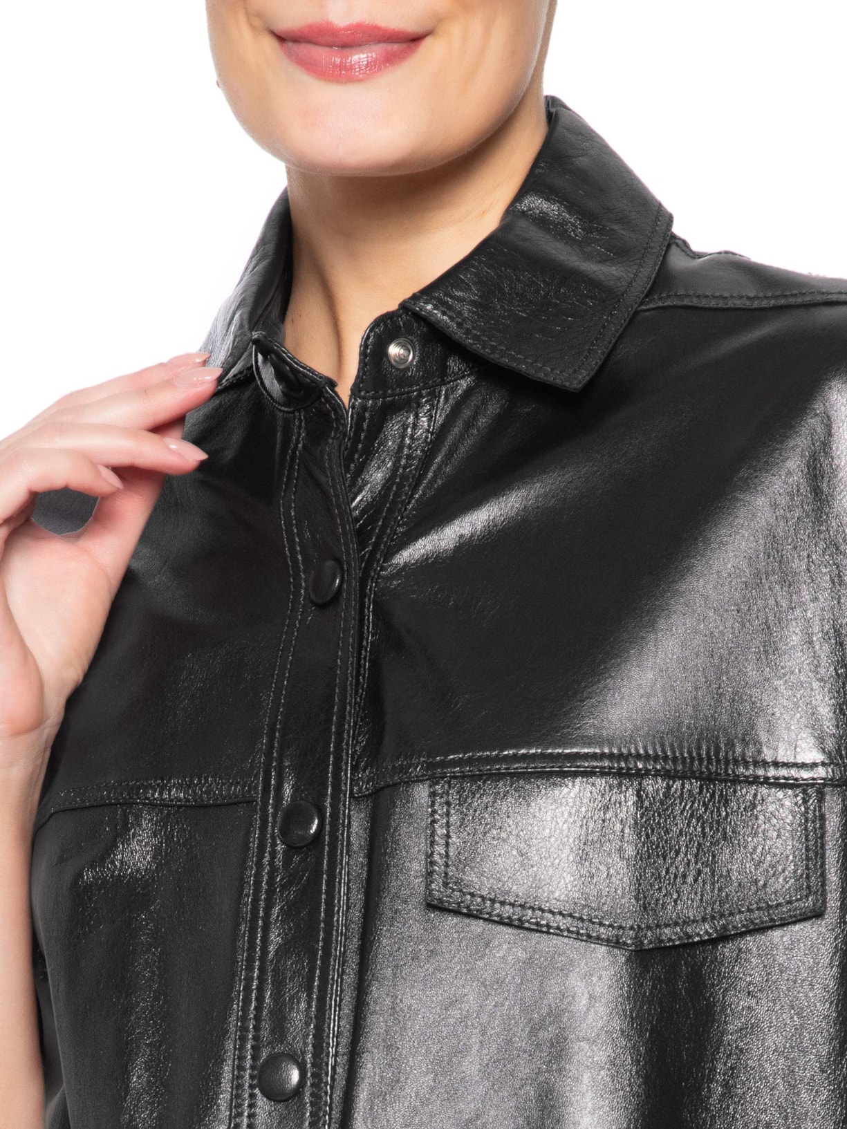 Camisa Feminina Couro Poli Preto Nk
