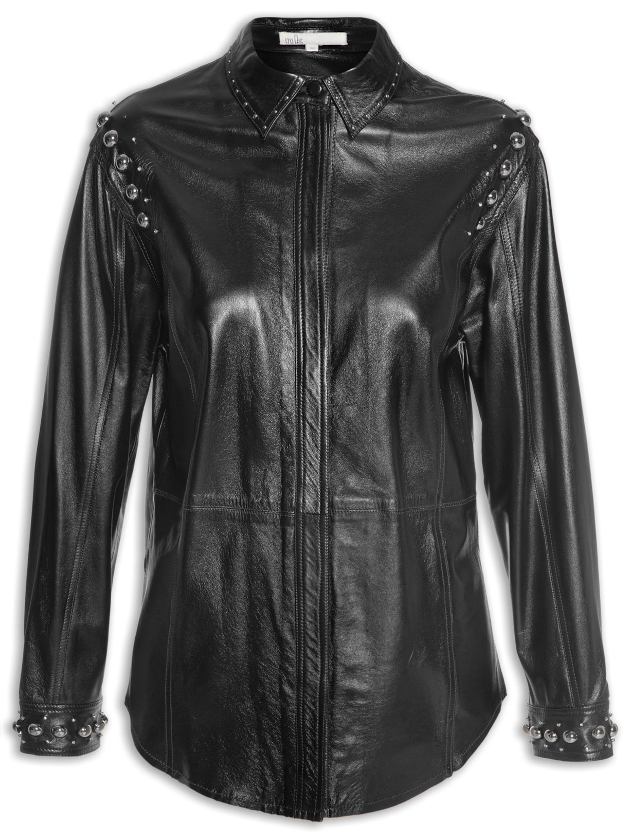 Camisa Feminina Couro Tachas Roberta - Preto