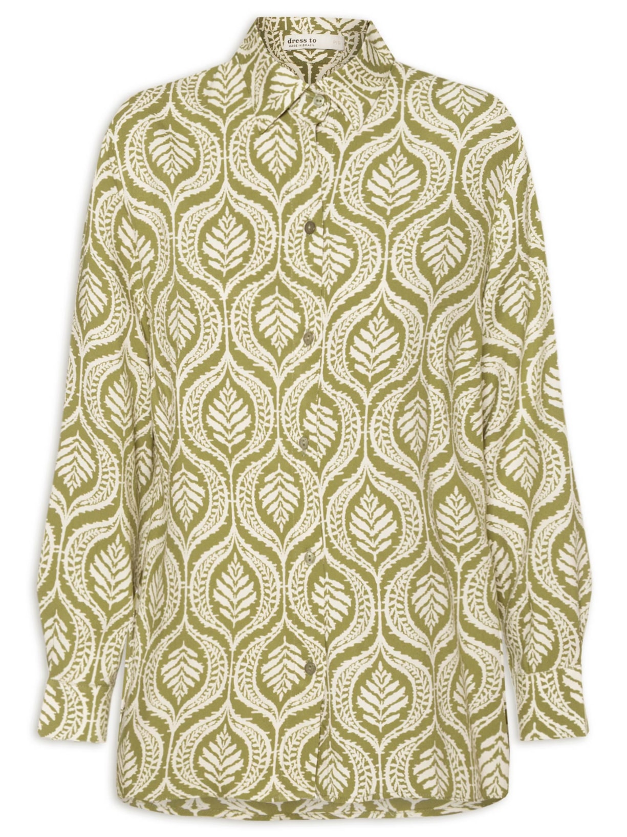 Camisa Feminina Crepe Estampa Jardim - Verde