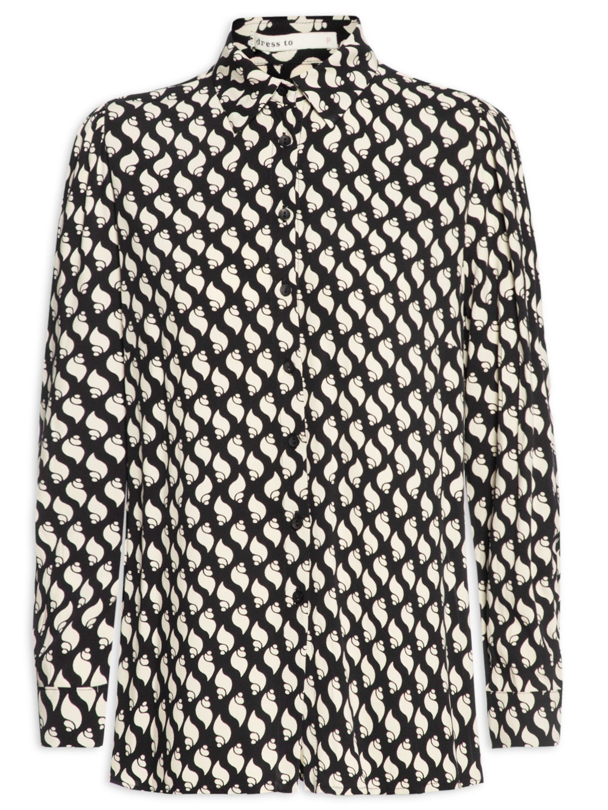 Camisa Feminina Crepe Estampa Litorânea - Preto