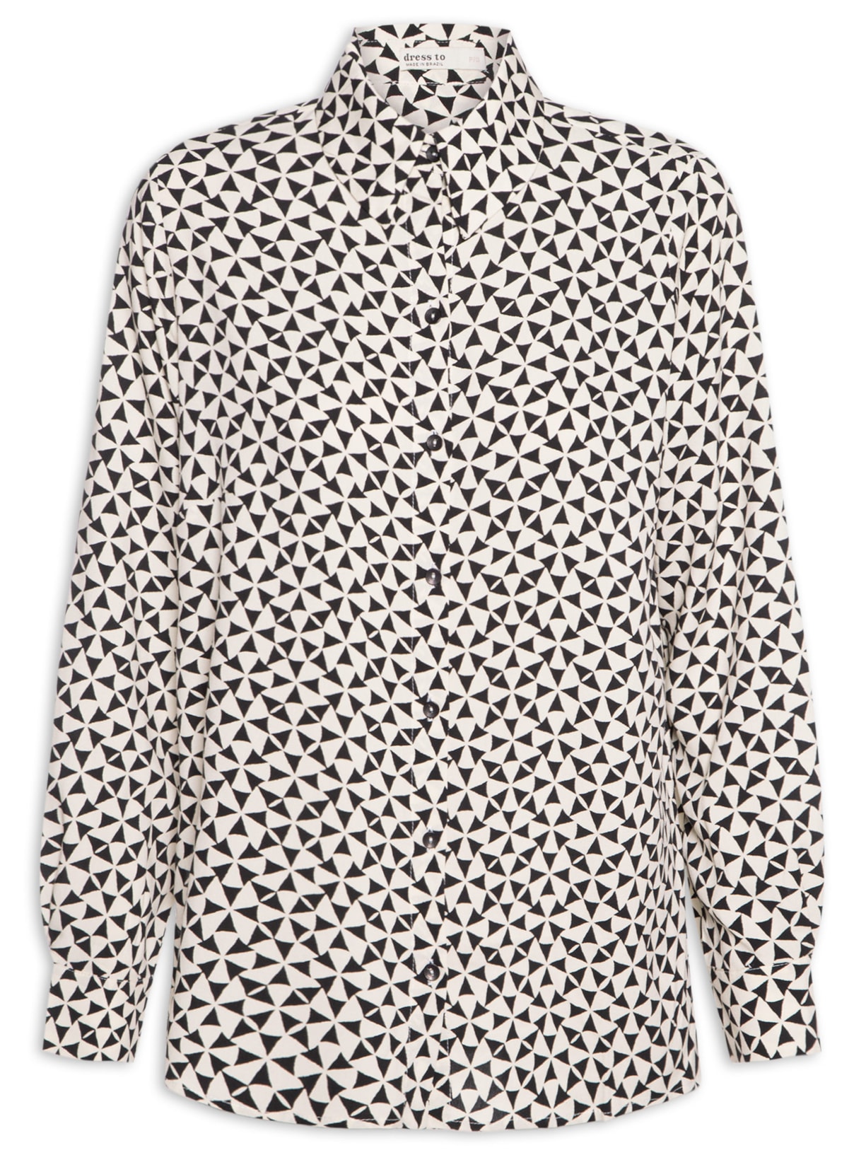 Camisa Feminina Crepe Estampa Vento - Preto