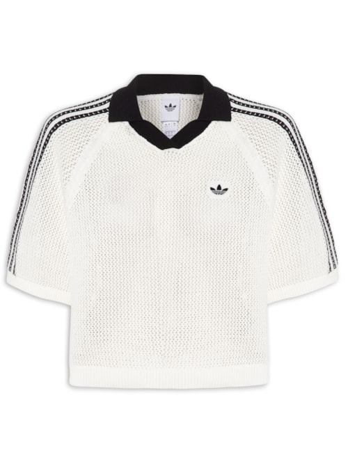 Camisa Feminina Crochet Polo – Branco