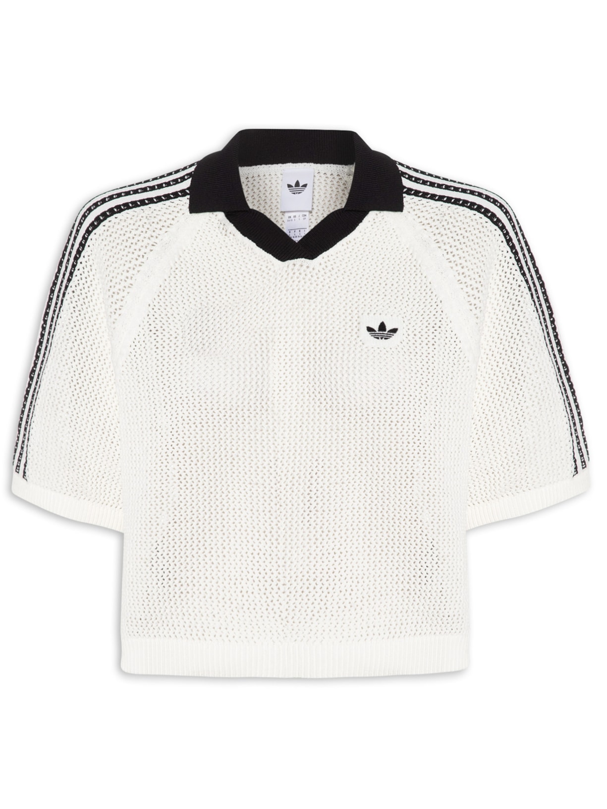 Camisa Feminina Crochet Polo Branco Adidas Originals