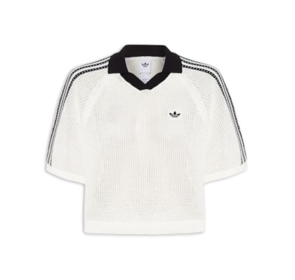 Camisa Feminina Crochet Polo - Branco