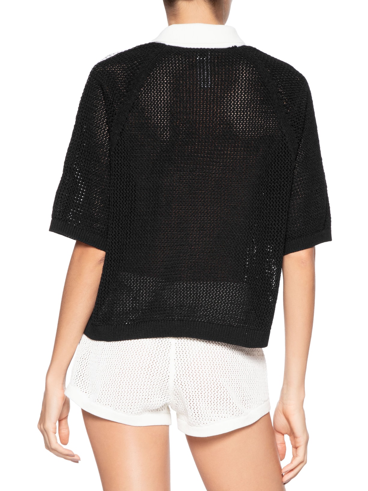 Camisa Feminina Crochet Polo Preto Adidas Originals