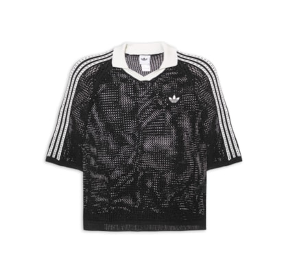 Camisa Feminina Crochet Polo - Preto