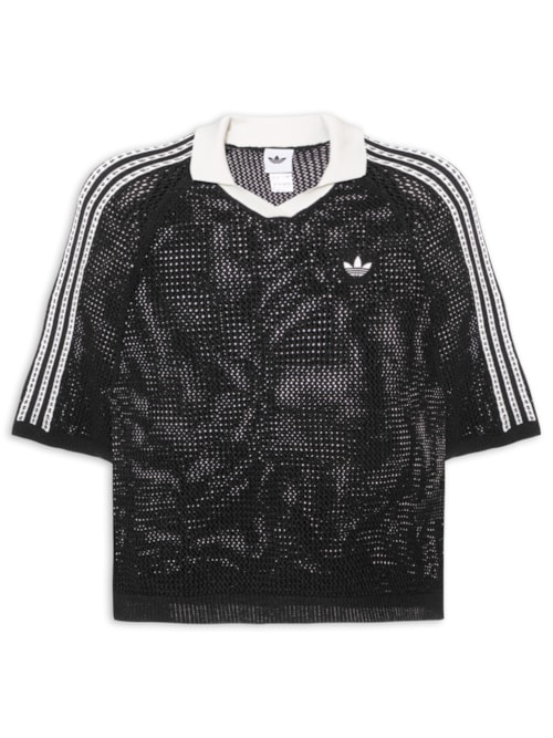 Camisa Feminina Crochet Polo - Preto