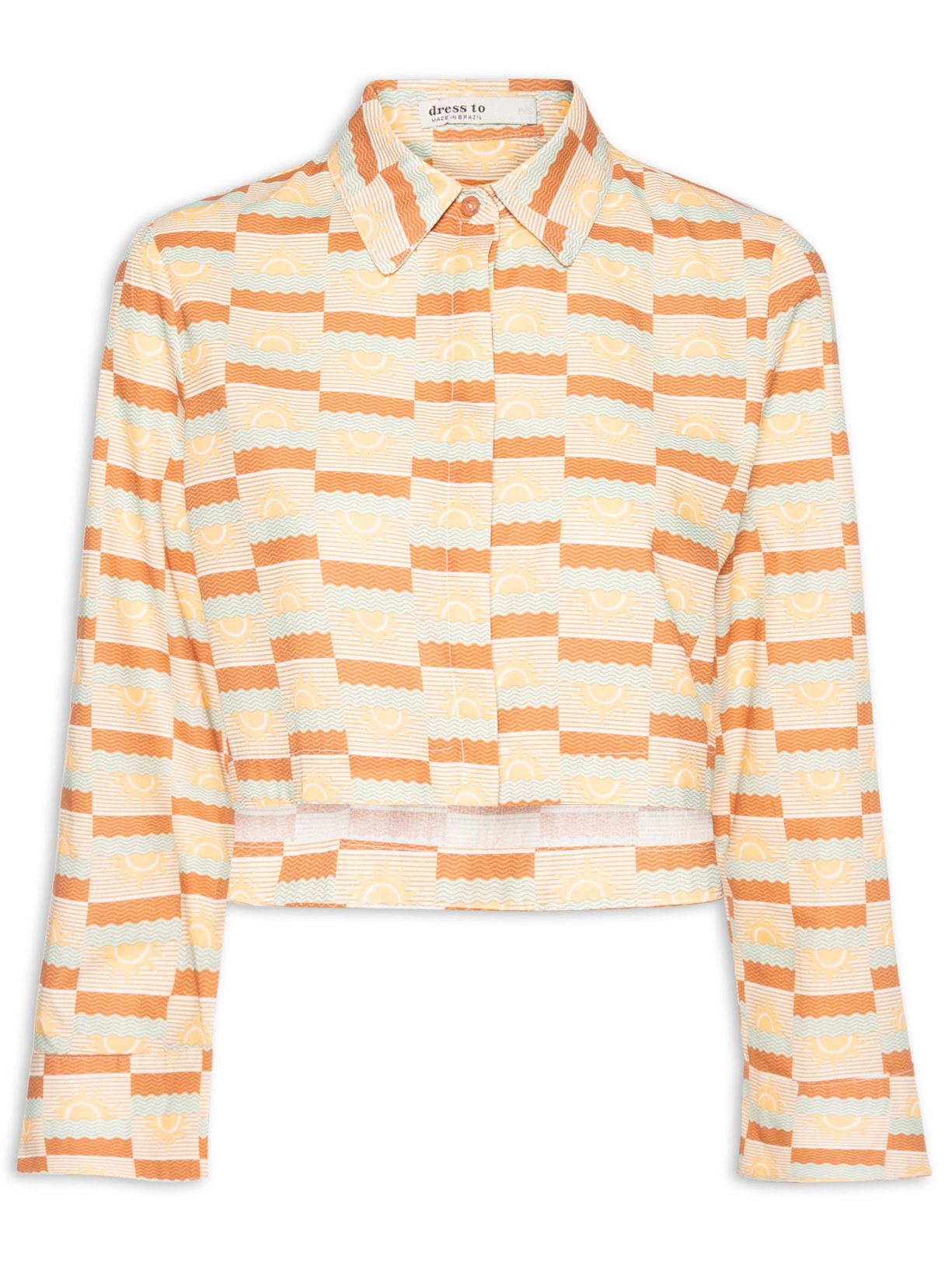 Camisa Feminina Cropped Algodão Estampa Maranhão - Marrom