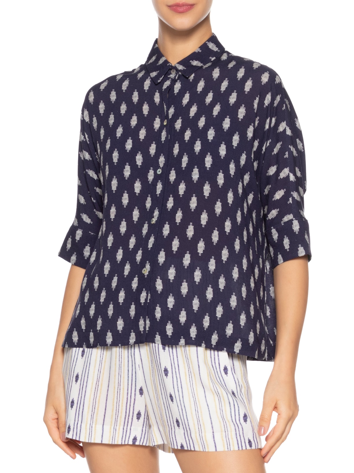 Camisa Feminina Cropped Azul Lenny Niemeyer