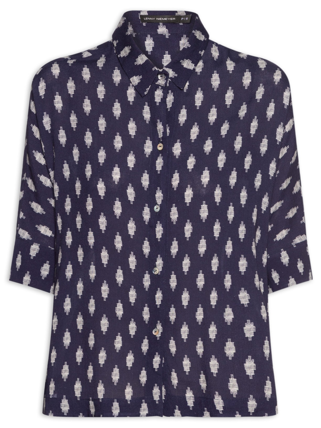Camisa Feminina Cropped Azul Lenny Niemeyer
