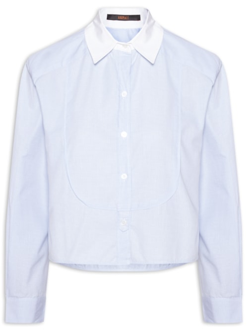 Camisa Feminina Cropped De Tricoline Vichy - Azul