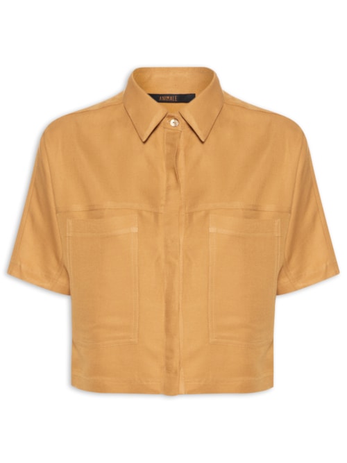Camisa Feminina Cropped Doe - Marrom